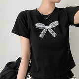  Lying Ribbon Printing Short Sleeve