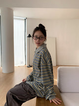 [unisex] Mickens Waffle Stripe Collar Tee