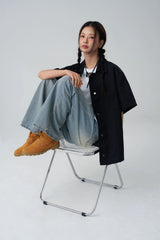 Short-sleeved nylon shirt - Black