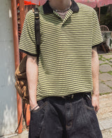 ベルストライプカラーショートスリーブTシャツ