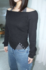 Layered halter neck off-shoulder sweatshirt set