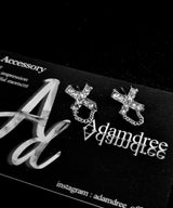 Cross cubic chain earrings