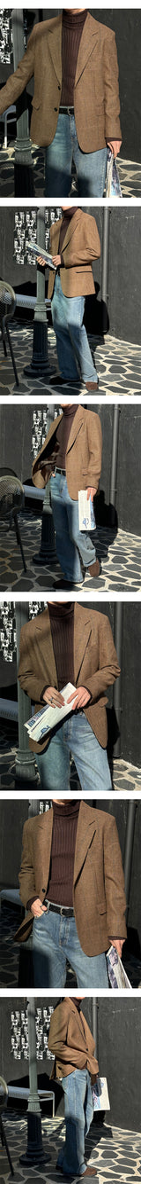 [F/W] Teddy check 2button wool jacket