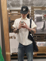No.1818 2way roll up half SHIRT (3color)