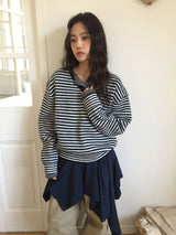 [MD Pick] カレンストライプⅤネックニット (3color)