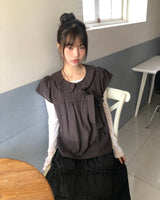 Dehin ピンタックレイヤードロングスリーブTシャツ