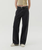 STRIPE WIDE FIT DENIM PANTS [CHARCOAL]