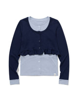 LAYERED FRILL CARDIGAN T-SHIRT(NAVY)