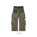 Signature leather cargo pants(Khaki)