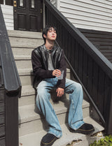 Pale wash wide denim pants