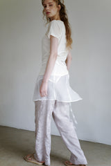 Linen rayon jacquard pants, Grey