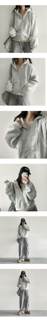 [Short and long 2 versions *Special gift!] Fluff Hooded Zip-Up Jk