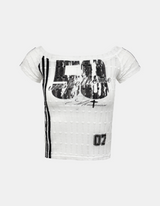 ナンバリングシースルーオフショルダーT