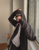 Henne warmer layered two way hoodie zip-up
