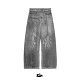 "25 LEOPARD" ワックスドグレーバギージーンズ