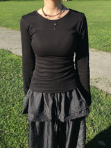 [Long sleeve ver.] Roen Modal Side Shirring Tee (6c)