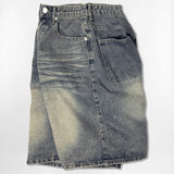 Basic Washing Bermuda Denim Pants - 2COLOR