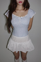 Romance Flower Shirring Sleeveless Top