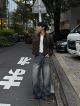Luen Contrasted leather jacket