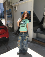 ミントレタリングクロップTシャツ