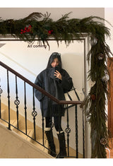 Charcoal quilted round muffler jacket