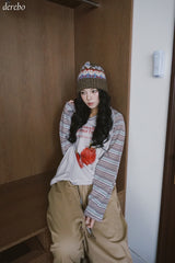 Checkered layered wide banding pants