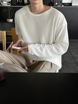 [1+1] LMN Roé Summer Boat Neck Oversized Knit Long Sleeve Tee (4 colors)