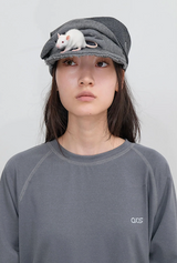 Scarf Veil Wool Cap / Grey