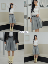 midi medium blue pleats skirt