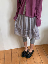Rie Layered Banding Mesh Midi Skirt
