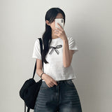  Lying Ribbon Printing Short Sleeve