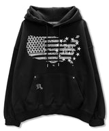 AMERICA FLAG Vintage Stud Hoodie_Black