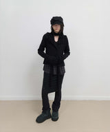 Tassel Collar Knit Cardigan / Black