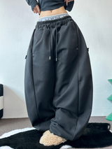 ウール❤スナップバルーンロングワイドパンツ🤎🖤2カラー