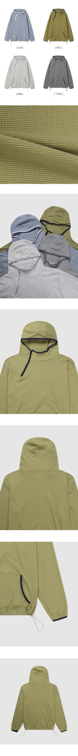 Noet Waffle Diagonal Zipper Warmer High Neck Hoodie