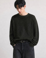 (UNISEX) ツートーン ラウンド ニット