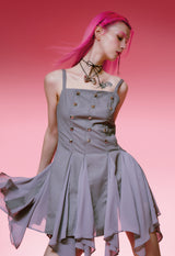  STUDDED GODET DRESS (GRAY)