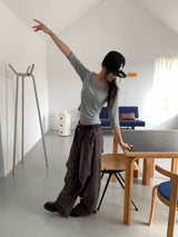 BOAT NECK MID SLEEVE TEE (4C)