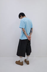 Side Slit Bermuda Denim Pants Black
