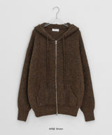 [unisex] ケルトウールオーバーニットフードジップアップ