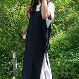 Loendy Layered Bustier Short Sleeve Long Dress 2 Colors
