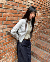 Muhee No Collar Neck Strap Two-Burton Two-Pocket Crop Jacket