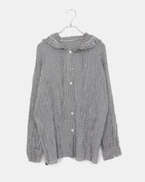 Juring frill checkered hooded long-sleeve shirt