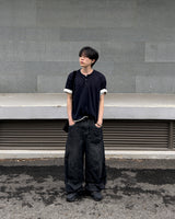 Near Henley Neck Cropped Knit Short Sleeve