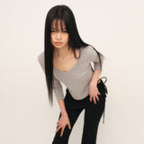 C 90S LINE V-NECK T-SHIRT_GREY