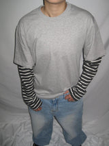 Stripe Layered Long Sleeve T-Shirt (3c)
