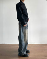 Stud Patch Denim Pants