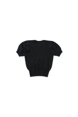 Slim button half knit_black