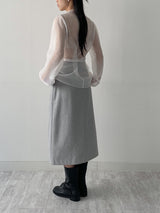 [Tie Set] See-through High Neck Overfit Blouse