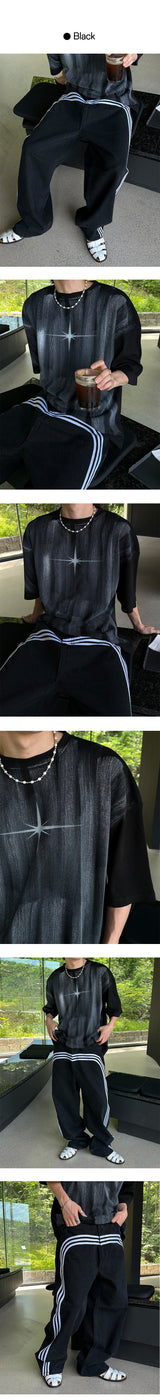 [Unisex] Track wide denim pants (2color)